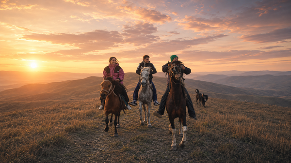 Sunset horseback adventure in Udabno