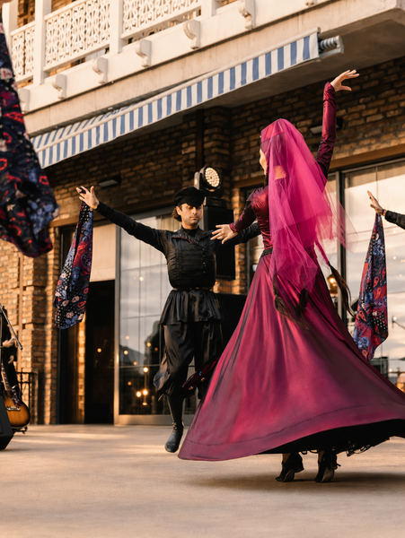 Georgian dancers performing at a wedding reception